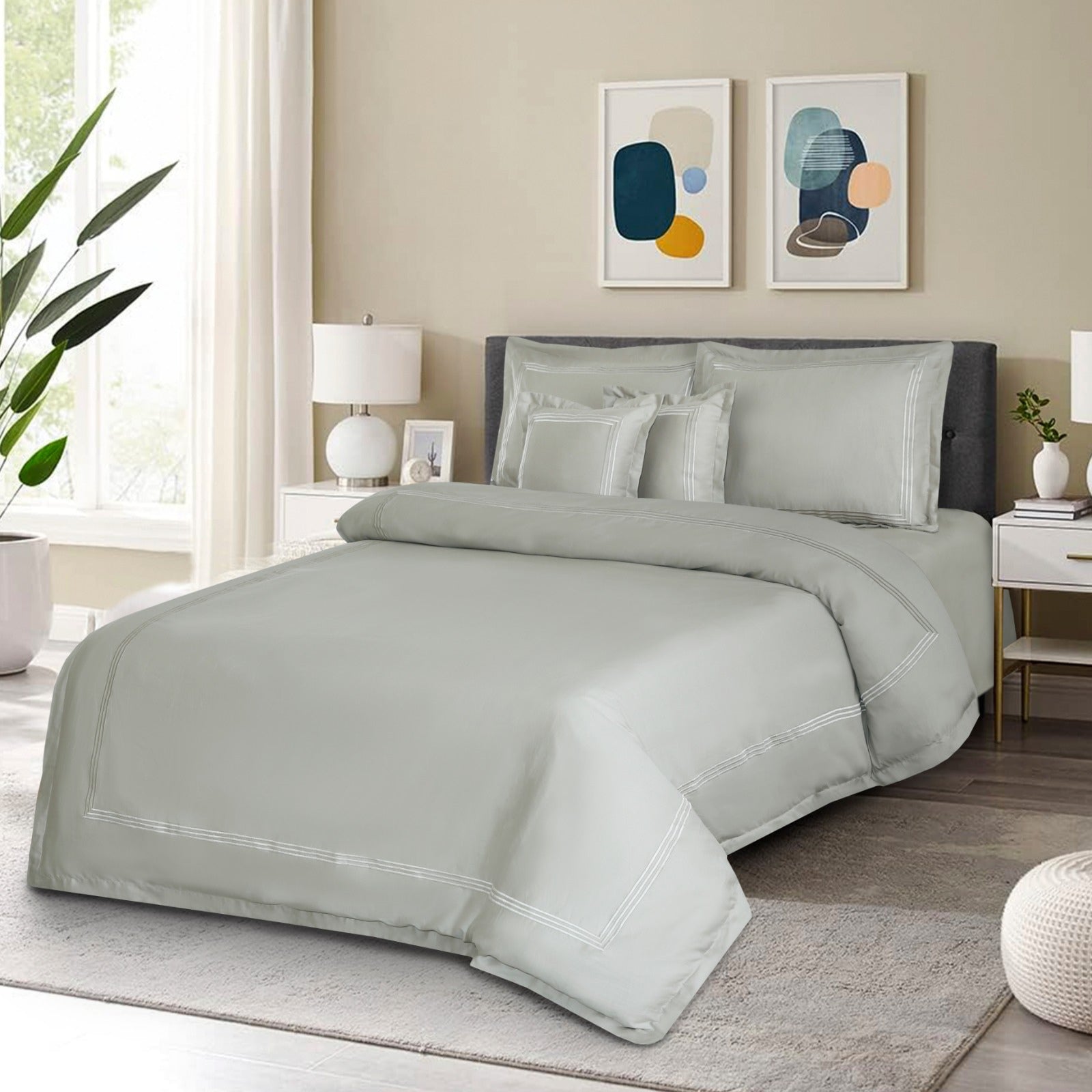 Metropolis Grey Geometric Modern Bedding Set